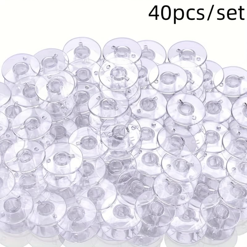 TEMU 40pcs Sewing Bobbin Spool Transparent Plastic Sewing Bobbin For Multiple Sewing Machine