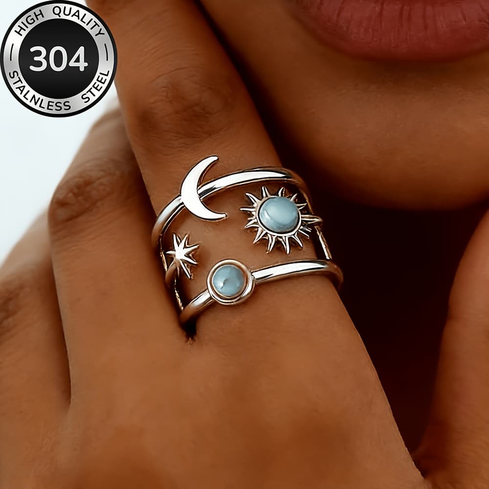 TEMU High-quality Stainless Steel Hypoallergenic Golden , Anti-fading, Easy And Elegant, Suitable For Everyday Wear Or Party Fashion Women's Ring, Jewelry Additions, Is A Delicate Gift For Women