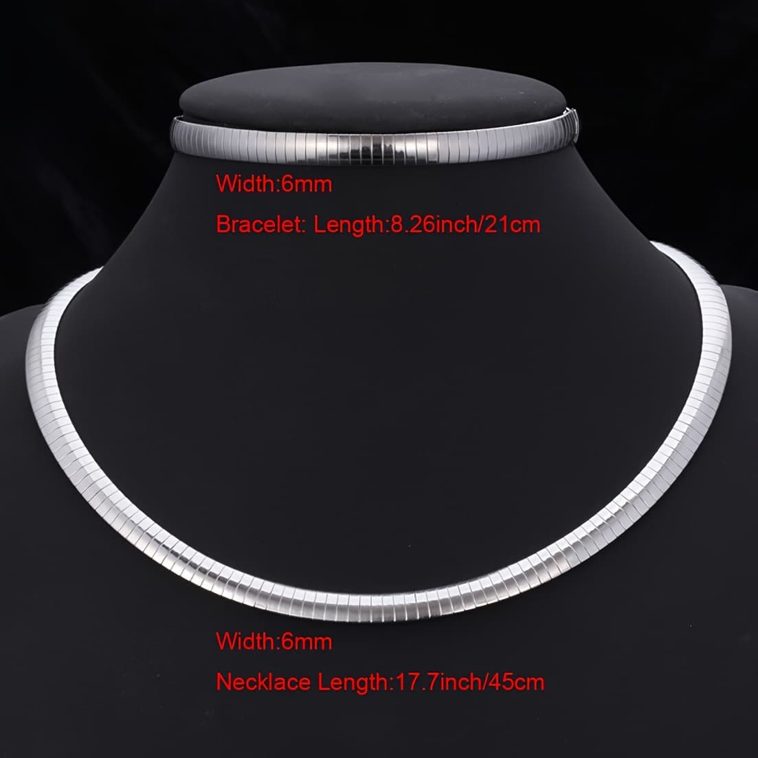 TEMU 1 Set Trendy Women Jewelry Silvery Stainless Steel Choker Necklace Bracelet Set Suits