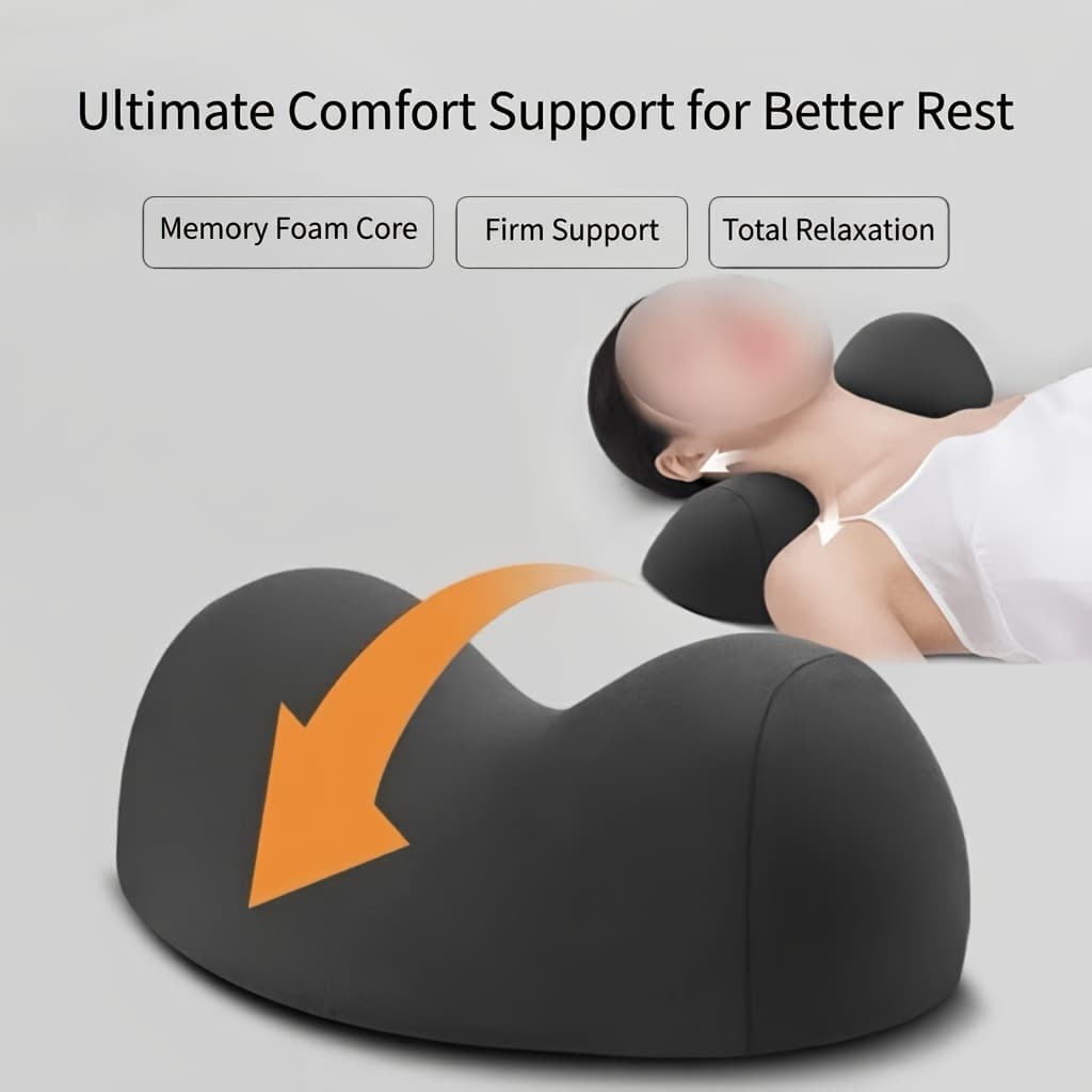 TEMU Ergonomic Neck Pillow, Designed For Cervical Support, Made Of Breathable Polyester, Hand Wash