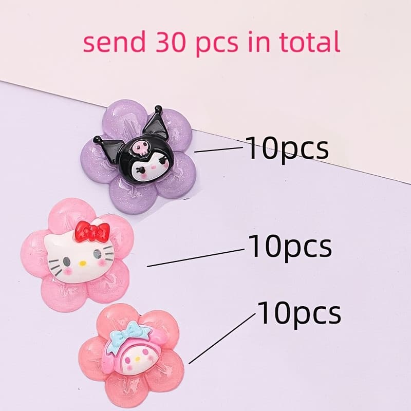 TEMU , Kuromi, My Melody, Kt Cat, Cinnamoroll And Other Flower-shaped Chain Ornaments And Pendants, In Multiple Colors, Suitable For Matching With Bracelets, Necklaces Or Bags