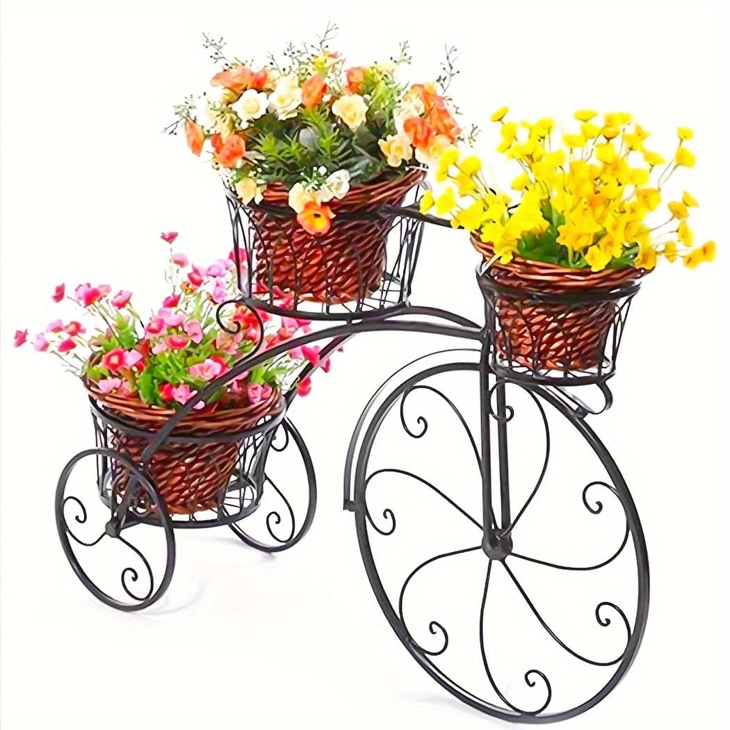 TEMU 3 Tiers Bicycle Shape Flower Pot Plant Stand Metal Iron Garden Planters Rack Display Shelf Stand For Indoor Outdoor Patio Christmas Gift Black Friday, Box, Cabinet, Rack For Outdoor Storage