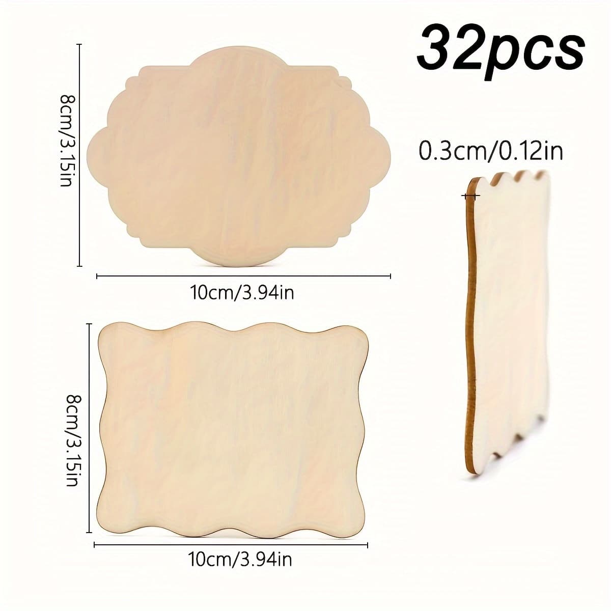 TEMU 32pcs Of Unpainted Wooden Ornaments, Diy Creative Irregular Blank Wood Chips For Diy Crafts, Painting, Wood Burning, Writing, Photo Props, Coasters And Home Decor
