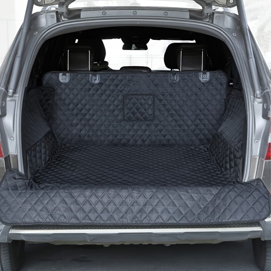 TEMU Cover For Dogs | Non-slip, Large Size Universal Fit, Black Polyester Mat For Suvs, Sedans, With Bumper Flap Protector