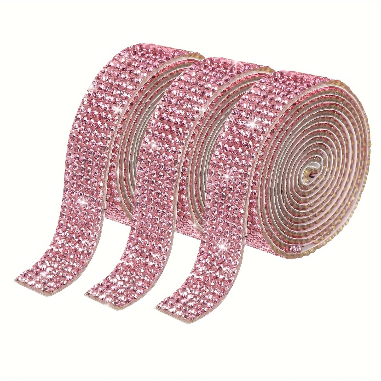 TEMU 3 Rolls Of 6 Self-adhesive Crystal Ribbon Strips, Diy Ice Out Bling Stickers Roll For Crafts Phone Car Decorations Jewelry Making Supplies