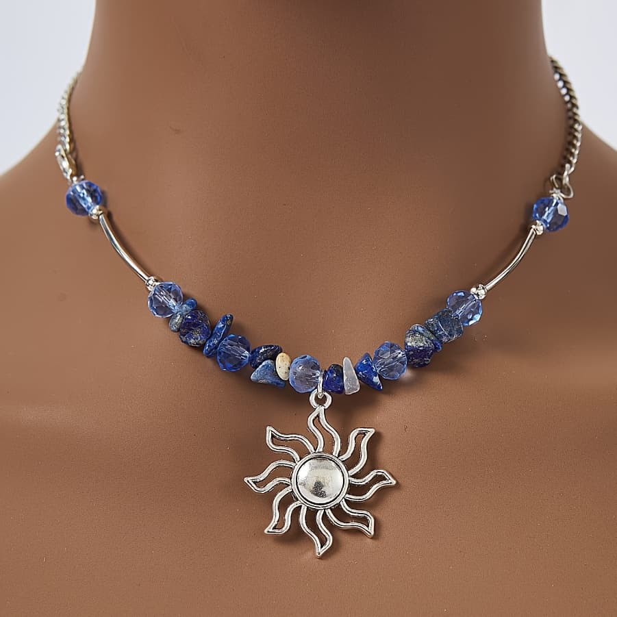 TEMU A Stylish Bohemian Necklace Featuring An Elegant Stone And Artificial Crystal Bead Sun Pendant