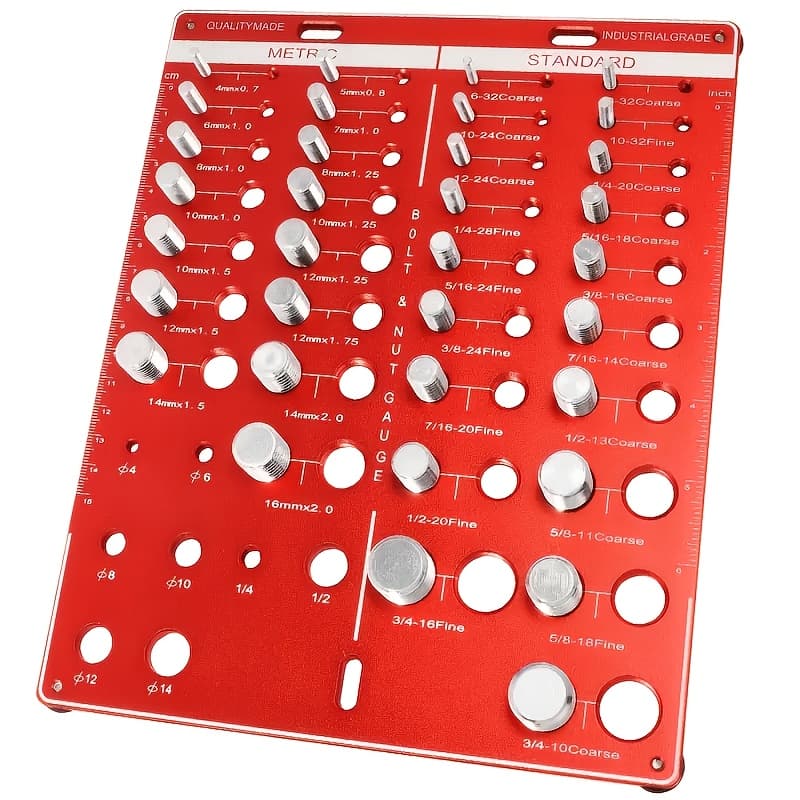 TEMU 42nut And Thread Checkeraluminum Alloy Thread Recognizer, Suitable For Nuts And Bolts - Metric And Imperial Sizes, Including Standard Ruler, Inch, And