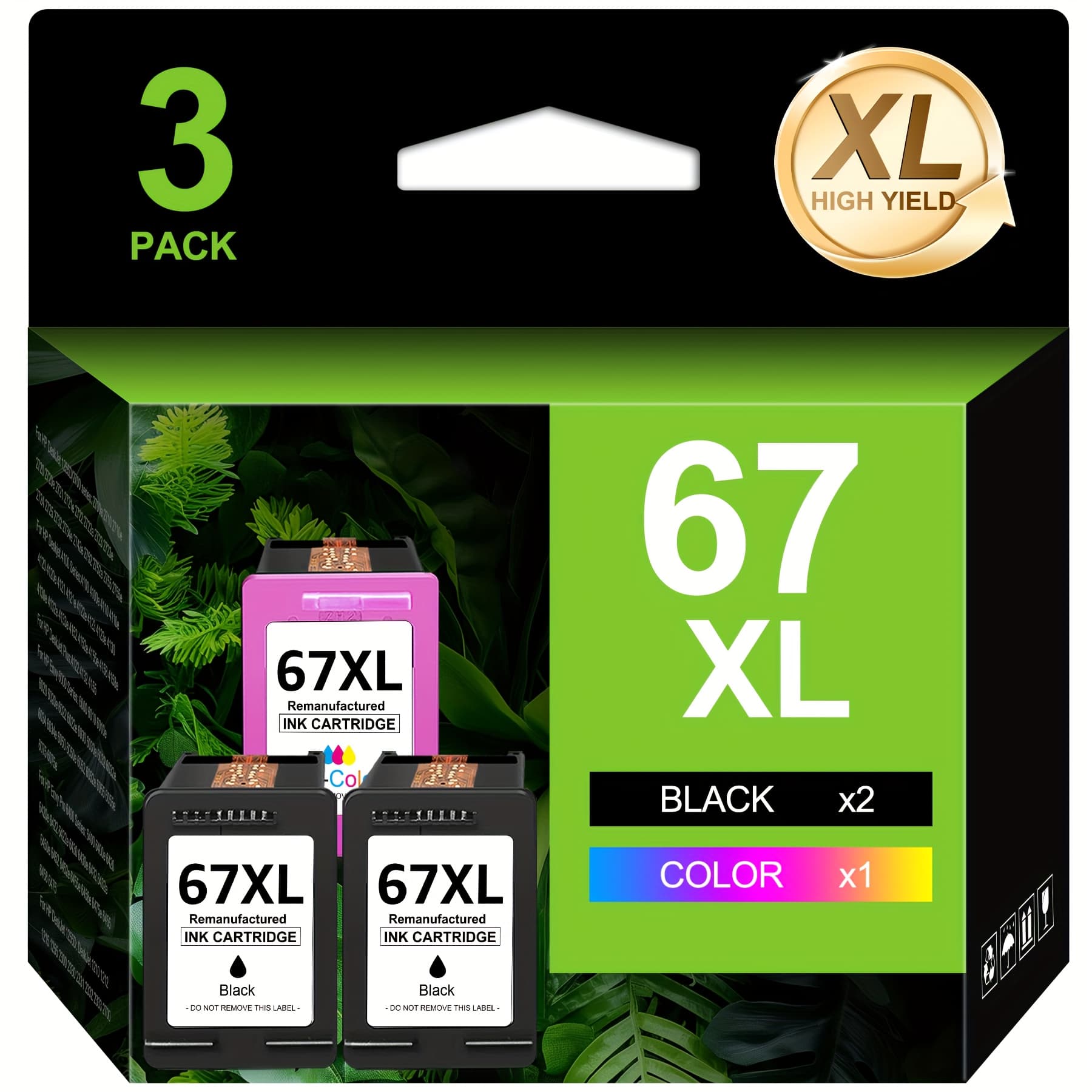 TEMU 67xl 67 Ink Cartridges Black/color Replacement For Ink 67 Xl Work For 2855e 4155e 2700 2800e 4255e 2855e 4100e 6055e 6000 6555e 6455e (black, )