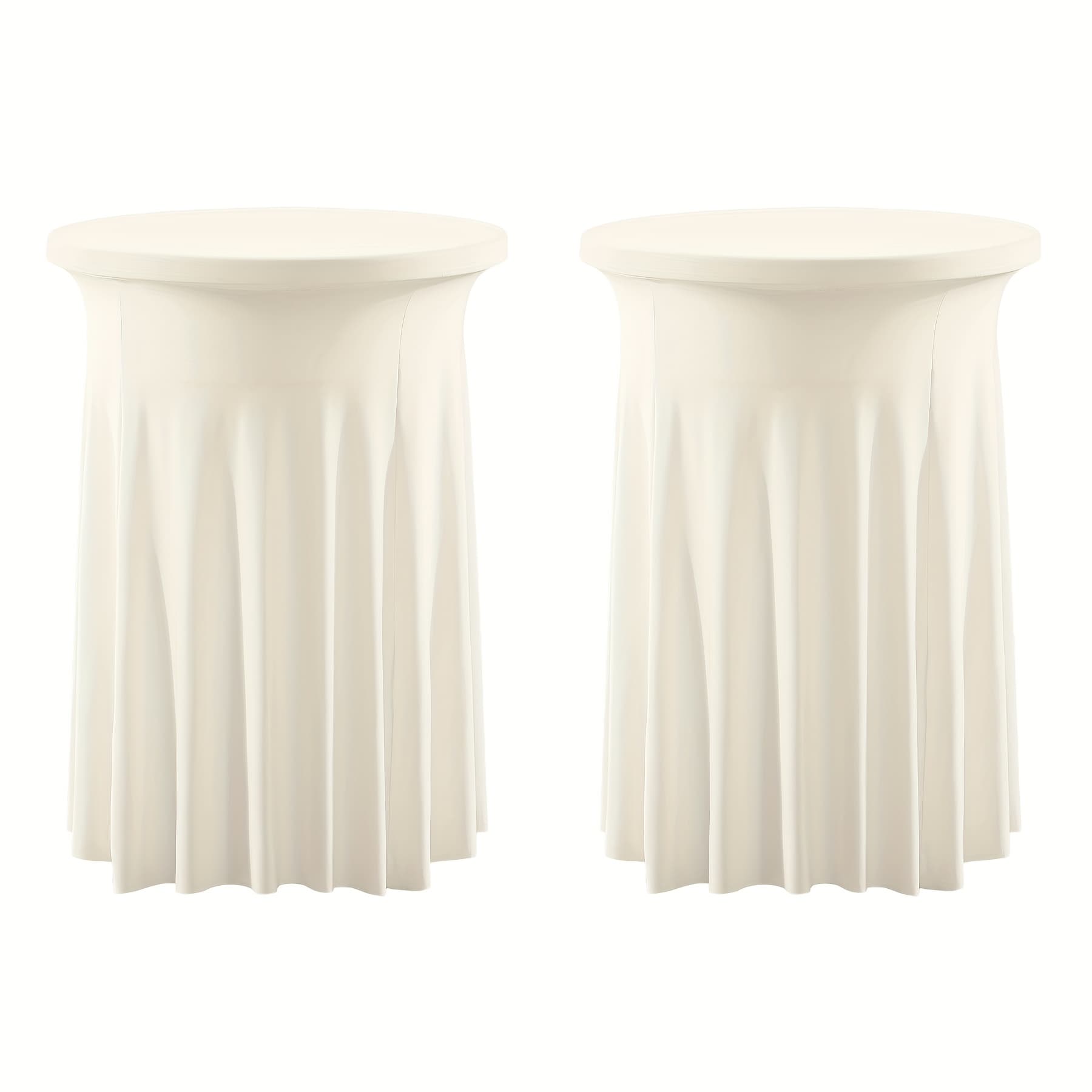 TEMU 2pcs, Cocktail Table Covers 33"x 42" Spandex Stretch Round Cocktail, Tablecloths With Wavy Drapes, Suitable For Weddings, Birthdays, Baby Showers And Other Party Events.