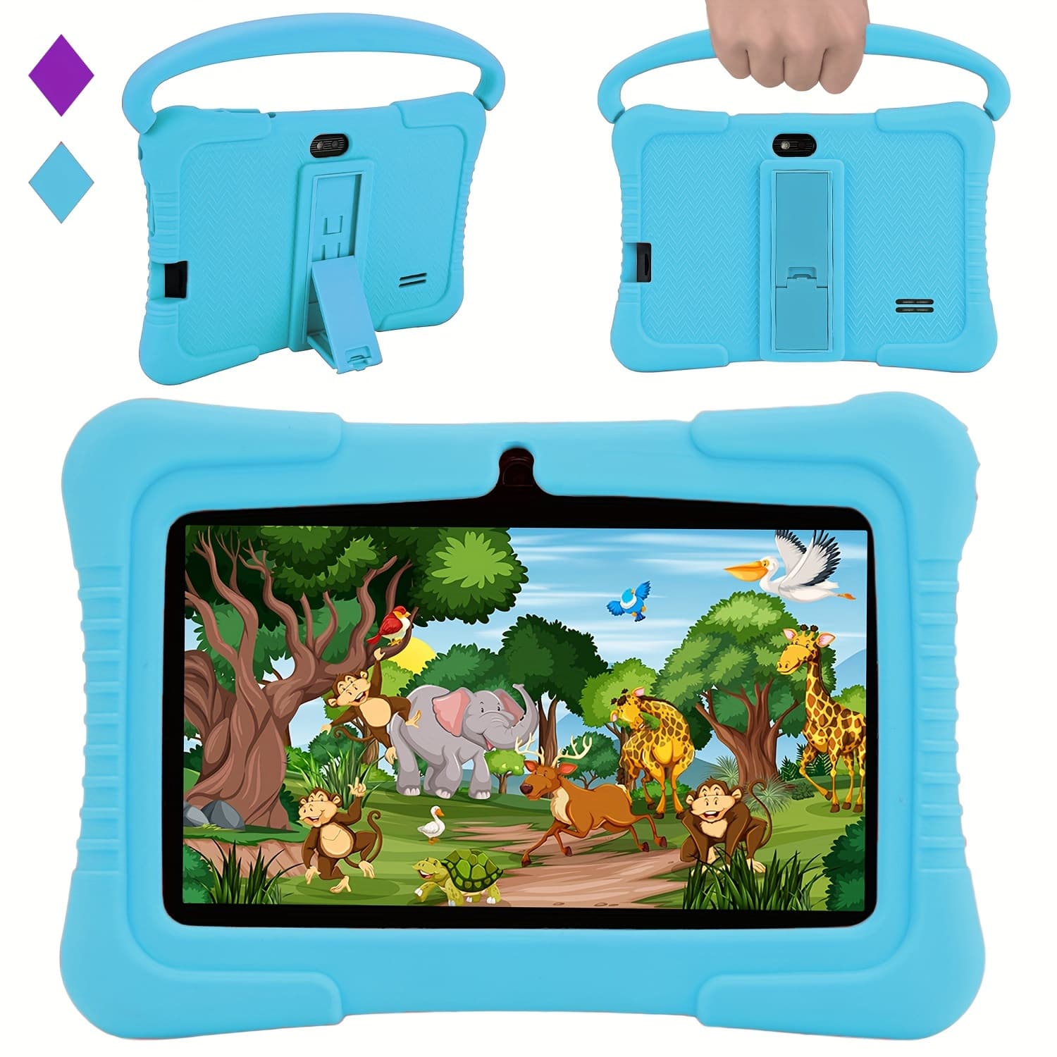 TEMU Veidoo, 7 Inch Kids Tablet, Screen, Wifi, 1gb 16gb Rom, Dual Camera, Educational Games, App, Tablet, Tablet With Drop-proof Silicone Cover, Tablet, Pad