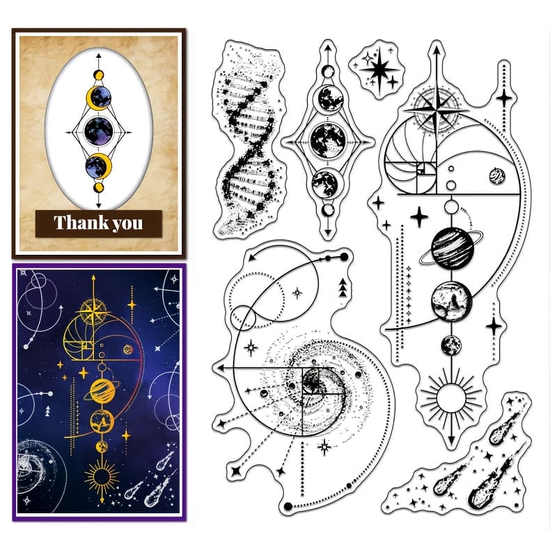 TEMU 1pc Planet Transparent Stamp Card Stamps Transparent Stamps For Scrapbooking Journal Decoration Inkless