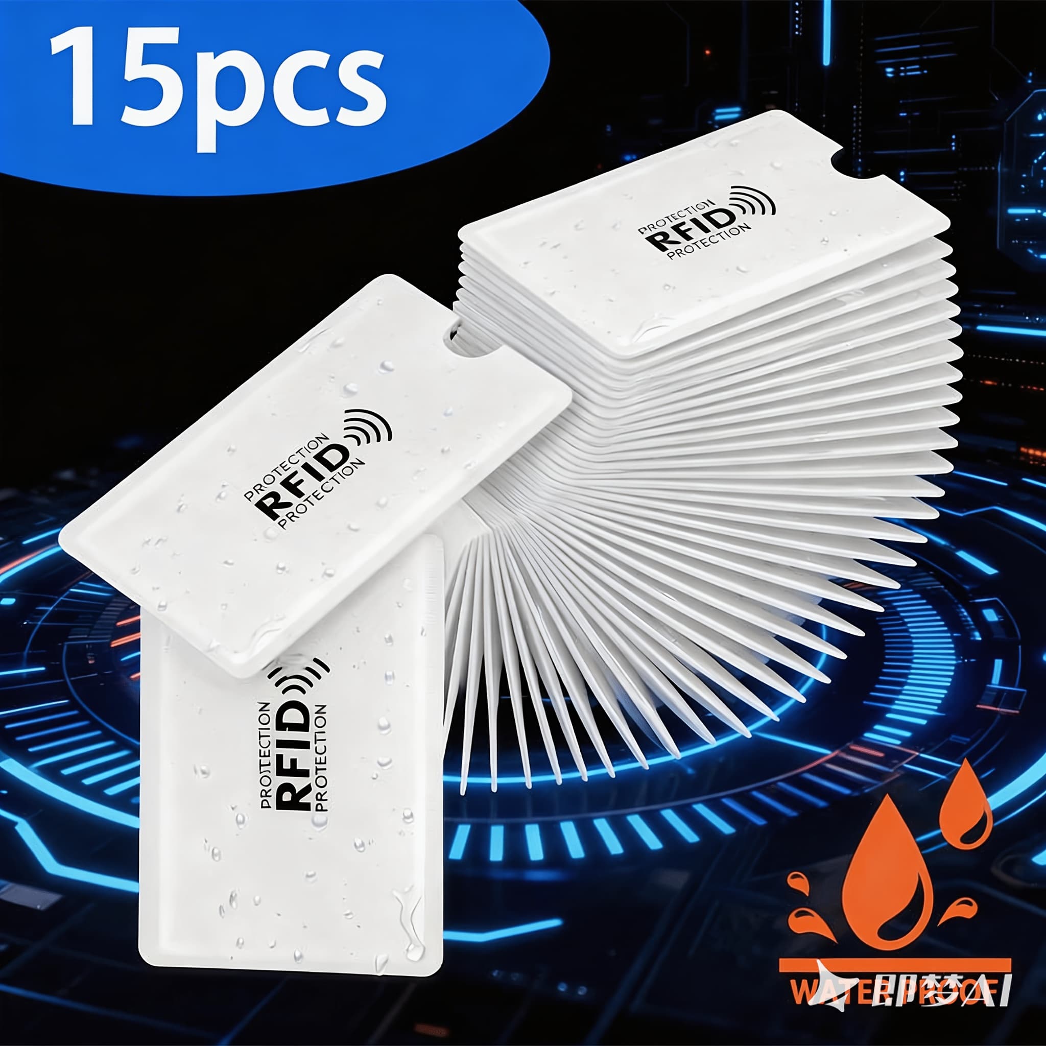 TEMU 15pcs Rfid Blocking Card Sleeves, Aluminum Alloy Nfc Protection Sleeves For Credit Cards, Id, Passport, Portable Desktop Organizer Holder
