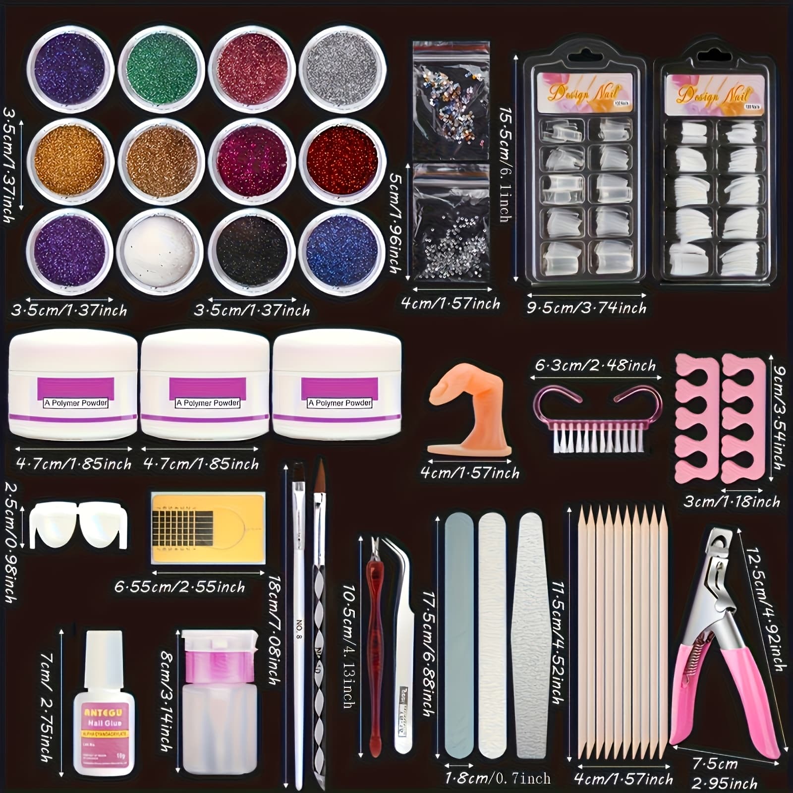 TEMU 35pcs/set Beginner Nail Art Entry Set With 12 Colors, French Pointed And Transparent Color Extension Pad, And Complete Nail Art Tools - Complete Nail Art Combination Set For Beginners And Lovers