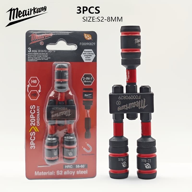 TEMU 3pcs 5/16" Magnetic Nut Driver Bit For Impact Drill, Hex Socket Screwdriver With Strong Magnet, Reversible Alloy Steel Hvac Tools & Impact Driver Bits-hexagon Socket -hexagon Socket Head Screw