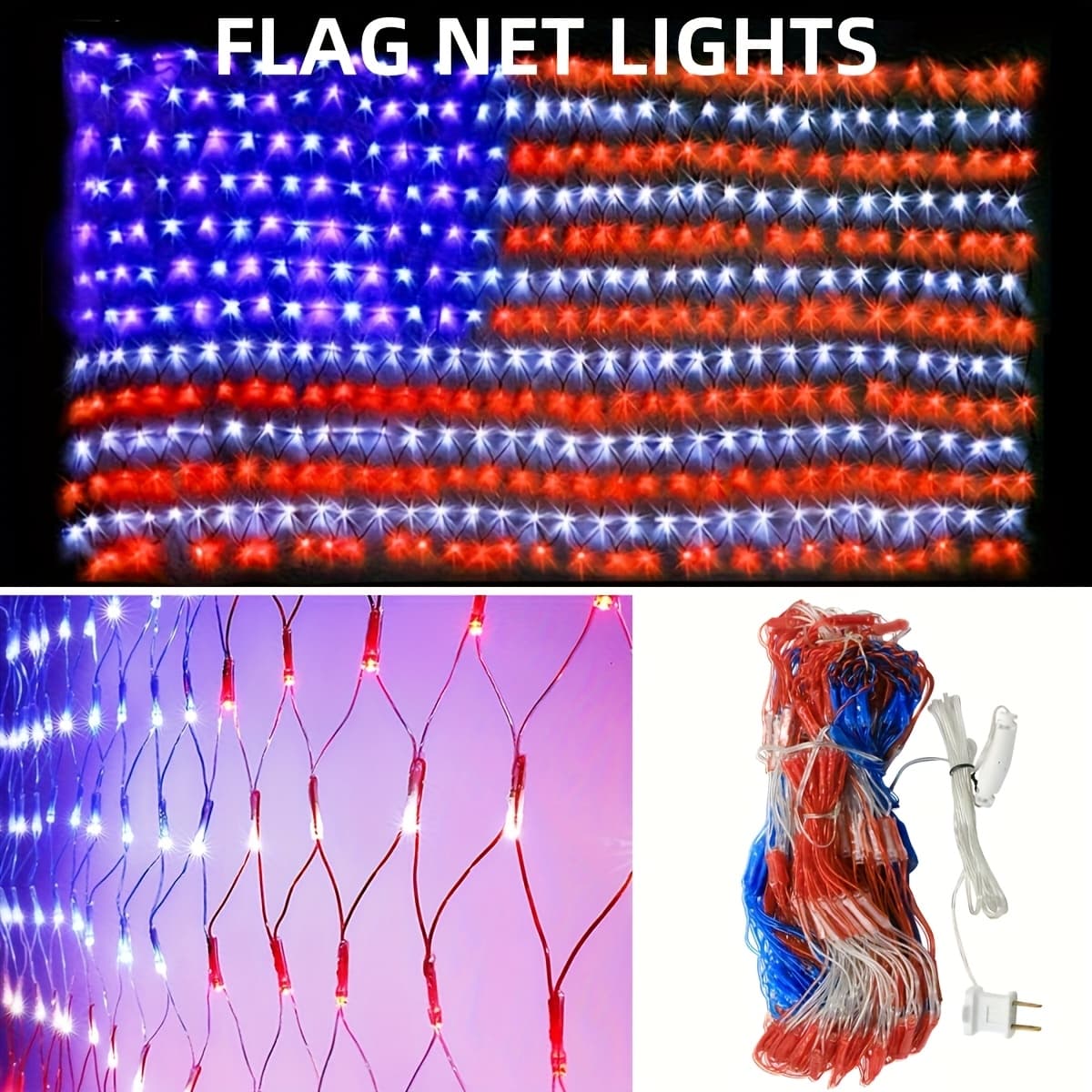 TEMU American Flag , 420 Led String Lights, Decorations, Memorial Day Decorations, For Day, National Day, Christmas Day, New Year's Party, Garden, Yard Decorations Outside, (plug In Power) Bzpcf