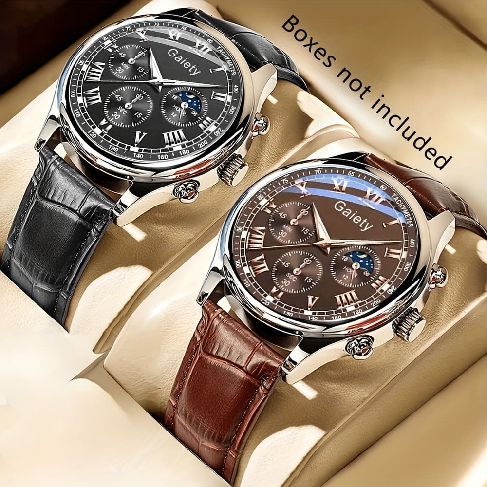 TEMU 2pcs/set Popular Watch Set, Stylish Classic Watch Unisex Clock