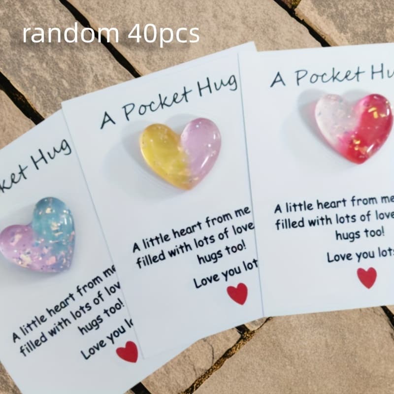 TEMU Set Of 40 Adorable Pocket Hugs Made Of Resin, Complete With Encouragement Cards. An Ideal Present For Family, , And On Special Occasions. Mini Items Are And Aesthetic, Perfect For Gifting