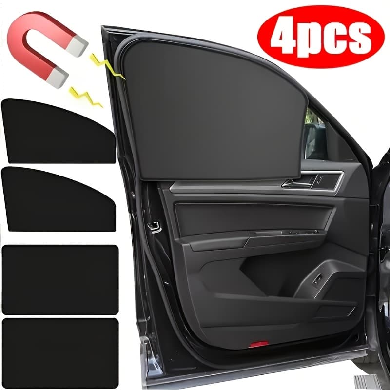 TEMU 4pcs Car Window Sunshade Set, Summer Uv Protection Car Side Front And Rear Window Net Curtain Protector, Car Privacy Curtain