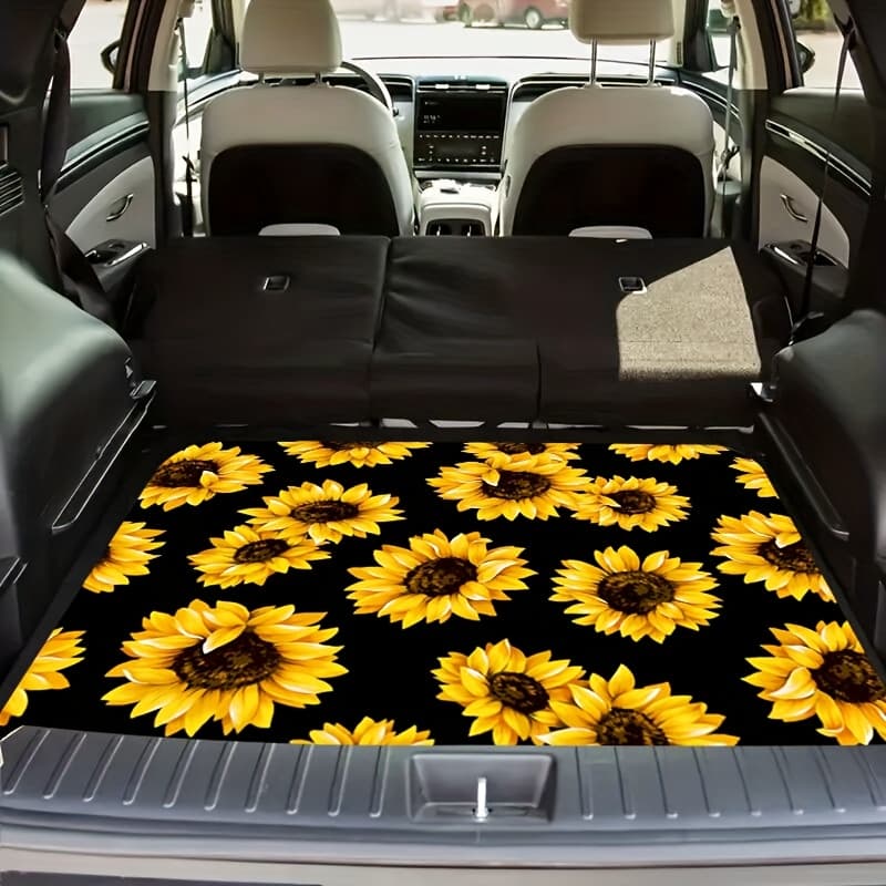 TEMU Durable Car Mats Sunflower Print Trunk Mat Car Interior Car Decor Universal Car Trunk Mat, Suitable For Most Car Models Christmas Gift