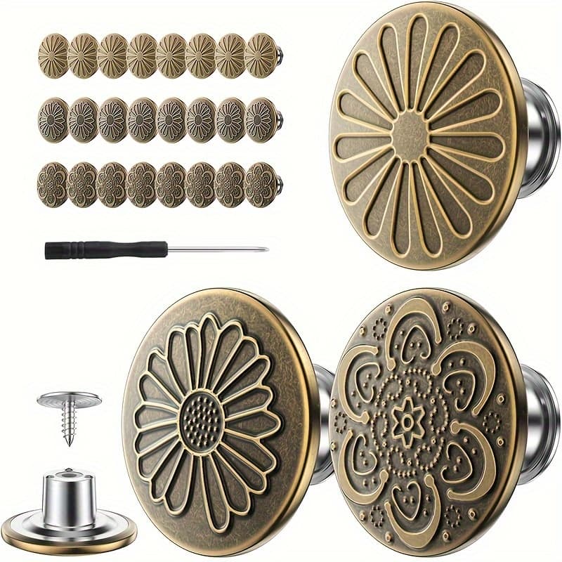 TEMU 24 Button Pins, Flat Design Loose Jeans Buttons, No Sewing Or Tools, Reusable And Adjustable Metal Pants Button Tightener