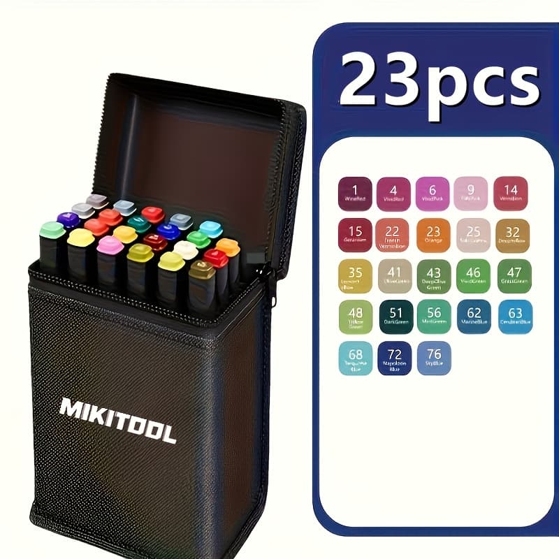 TEMU 23/110pcs Double-tipped For Art Marker Set, Professional Permanent Color Markers | Thick And Fine Nibs, Quick-drying Ink, And Carrying Case | Used For Coloring, Painting Sketching, Card Making