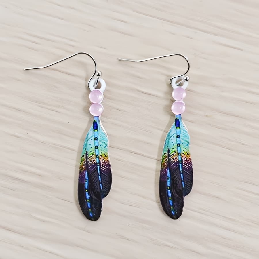 TEMU 2pcs Vintage Earrings Feather Earrings For And Earrings Easter Gifts Birthday Party Gifts Christmas Gifts Gifts, For Teenager