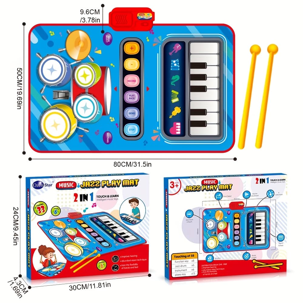 TEMU Multifunctional Electronic Drum Music Mat For Kids, Designed For Bonding