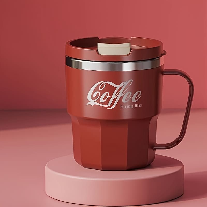 TEMU Double Insulated Stainless Coffee Mug With Lid - Reusable Cup, & Color Options, Dishwasher Travel-friendly For - Perfect Gift For Holidays, Office, Camping (ideal For Hot