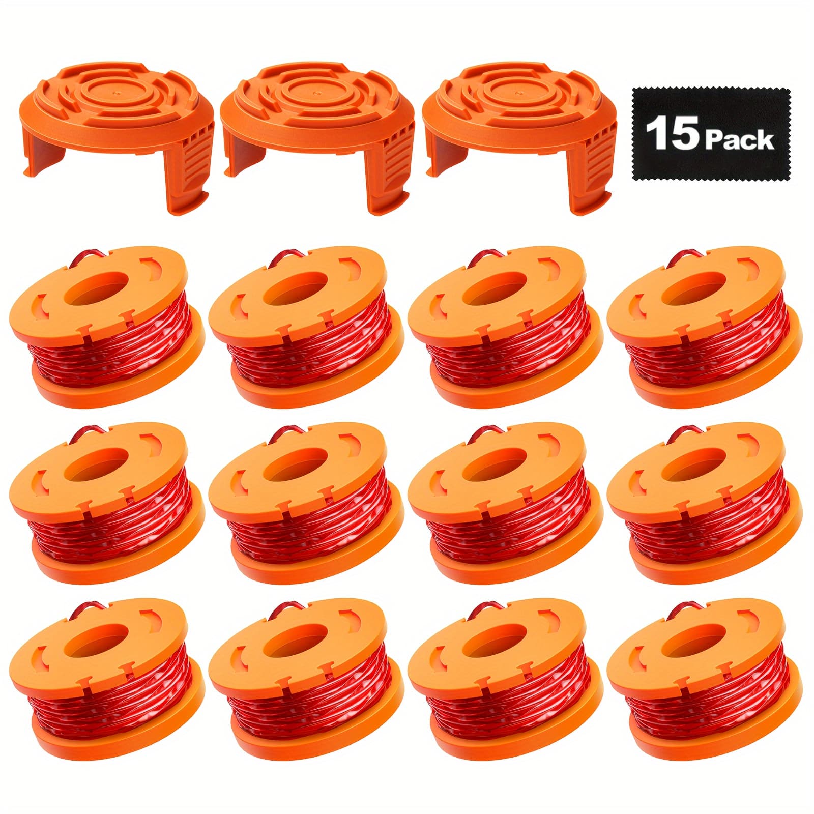 TEMU Eventronic 15 Pack Wa0010 Replacement Trimmer Line Spool Works With , 120ft, 0.065 Inch, Suitable For String Trimmers (12 Line Spools + 3 Caps)