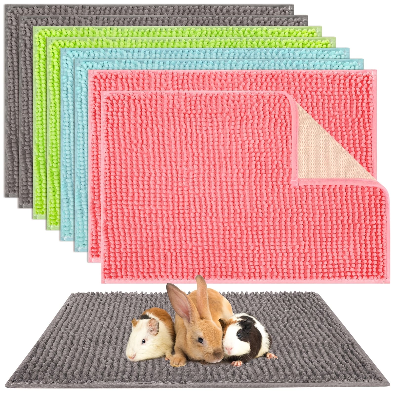 TEMU 8pcs Guinea Pig Cage Liner For Guinea Pig Cage Bedding Reusable Rabbit Mat Pad Washable Training Pad Animal Sleeping Bedding Mat(16x12'', Gray, Green, Pink, Blue)