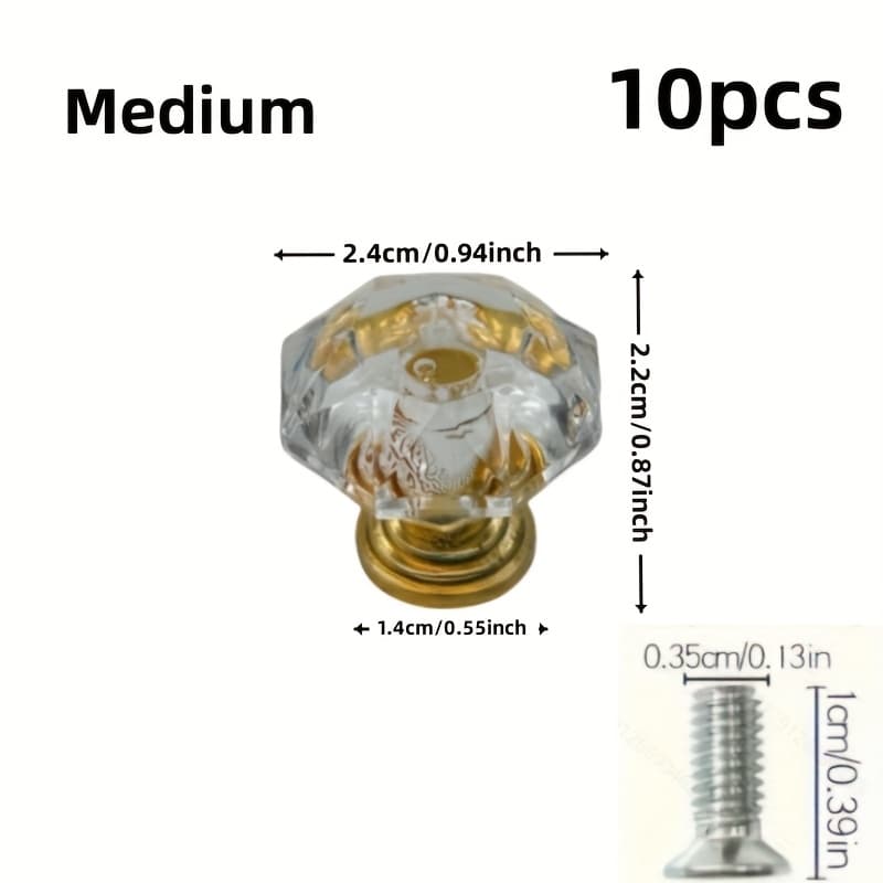 TEMU 10pcs Medium Clear Drawer Handles - Round Cabinet & Wardrobe Knobs With Installation Screws