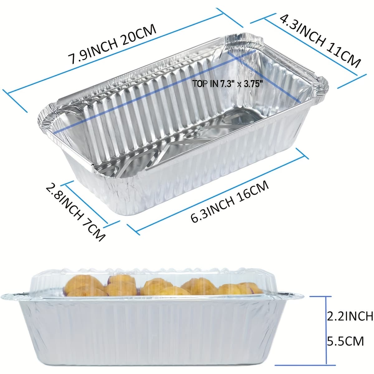 TEMU 50 Pack Aluminum Foil Bread Pans Disposable | 2 Lb Loaf Pans With Lids | Dessert Boxes - Perfect For Baking, Storing, Takeout