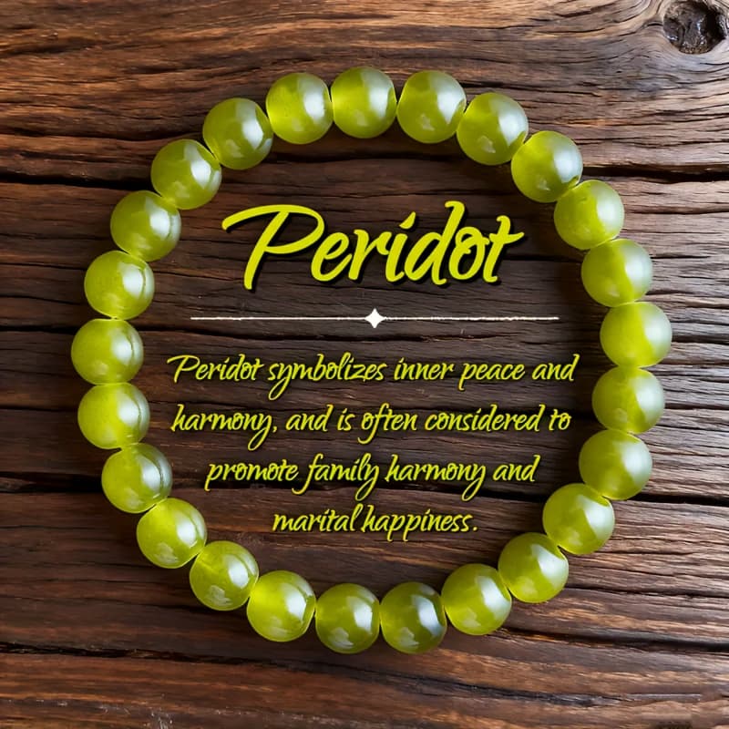 TEMU Bohemian Olive Bead Chain Bracelet - 8mm Round Beads, October Birthstone Jewelry Gift Suitable For , Father's Day, Valentine's Day, Wear, Casual & Elegant, No Metal