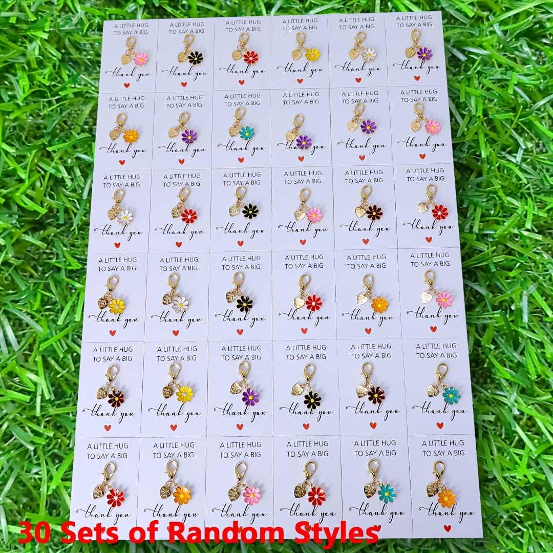 TEMU Gift For Her/him Random Color 30pcs Exquisite Versatile Metal Daisy Keychain Set (with Thank You Card) | Valentine's Day Theme