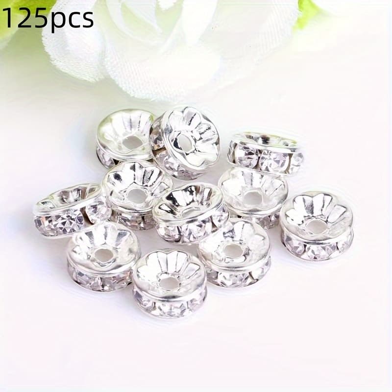 TEMU 125pcs/60pcs Round Spacer Beads, 8mm, 10mm,12mm Round Spacer Beads, Jewelry Necklace Beads, Bracelet Pendants