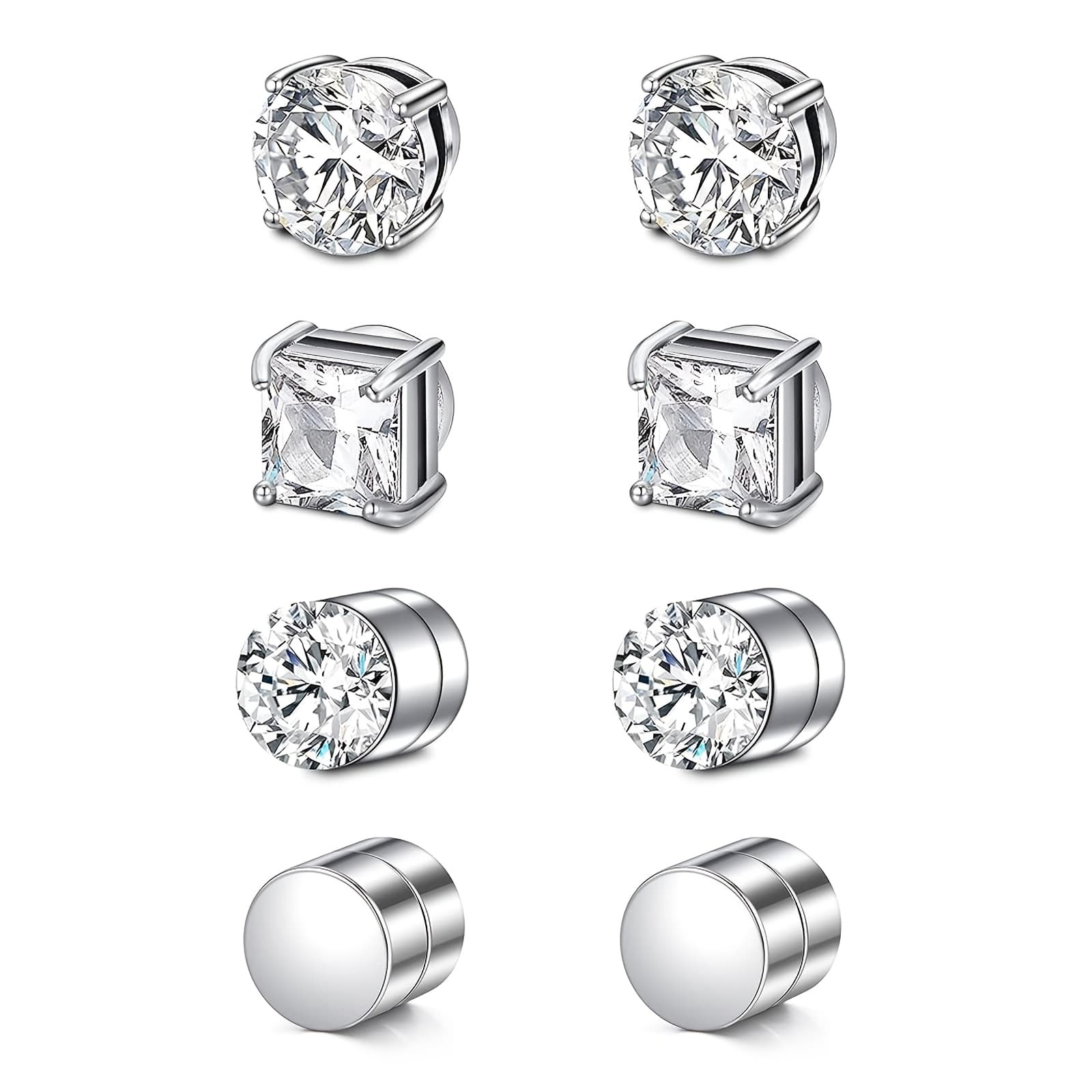 TEMU 8/9/12/14pcs Magnetic Stud Earrings For Men Embellished Stud Earrings