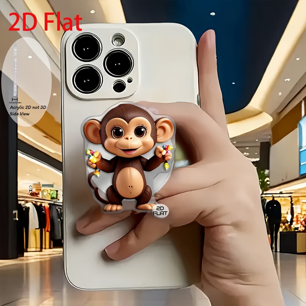 TEMU 2d Flat Fashion Lights Acrylic Retractable Phone Holder, Pop- Holder