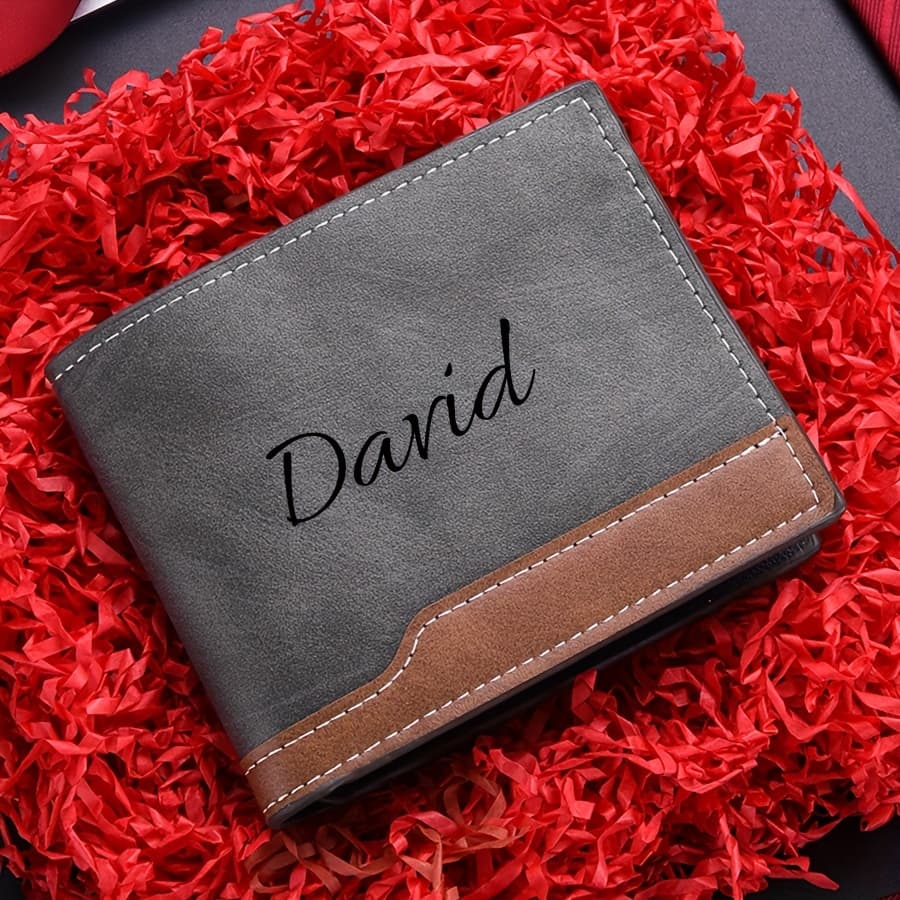 TEMU Personalized Men's Horizontal Pu Wallet, Spliced Color Contrast Multi-position Horizontal Retro Wallet