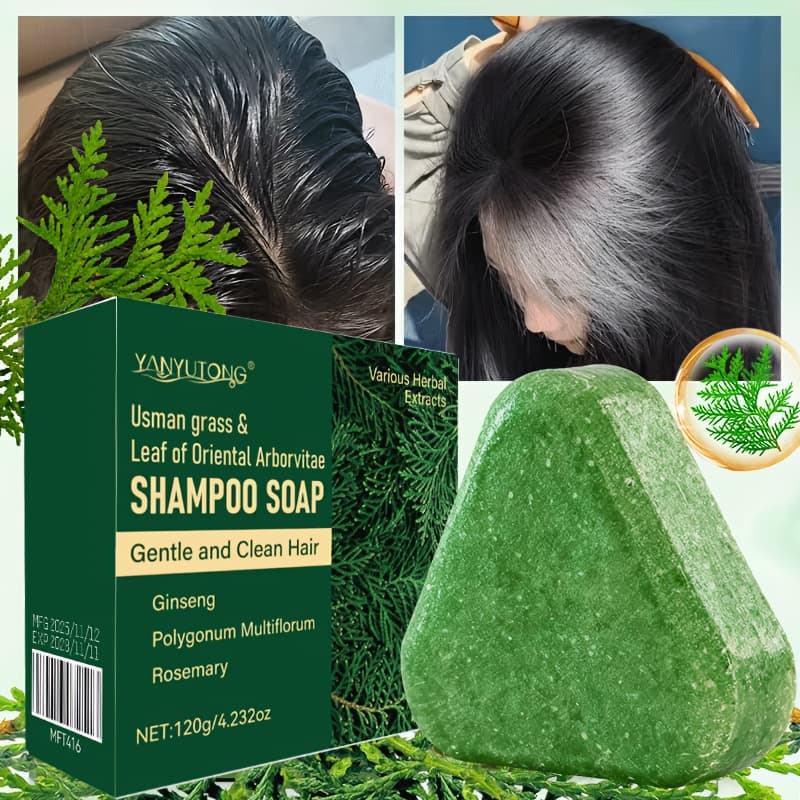 TEMU 120g Osmanthus Grass And Platycladus Leaf Shampoo Bar, Six-in-one Hair Care, Prevents , Frizz, And Tangling, Breakage, Use 7 Days, Hair, And Shiny Hair, Suitable For Men And Women