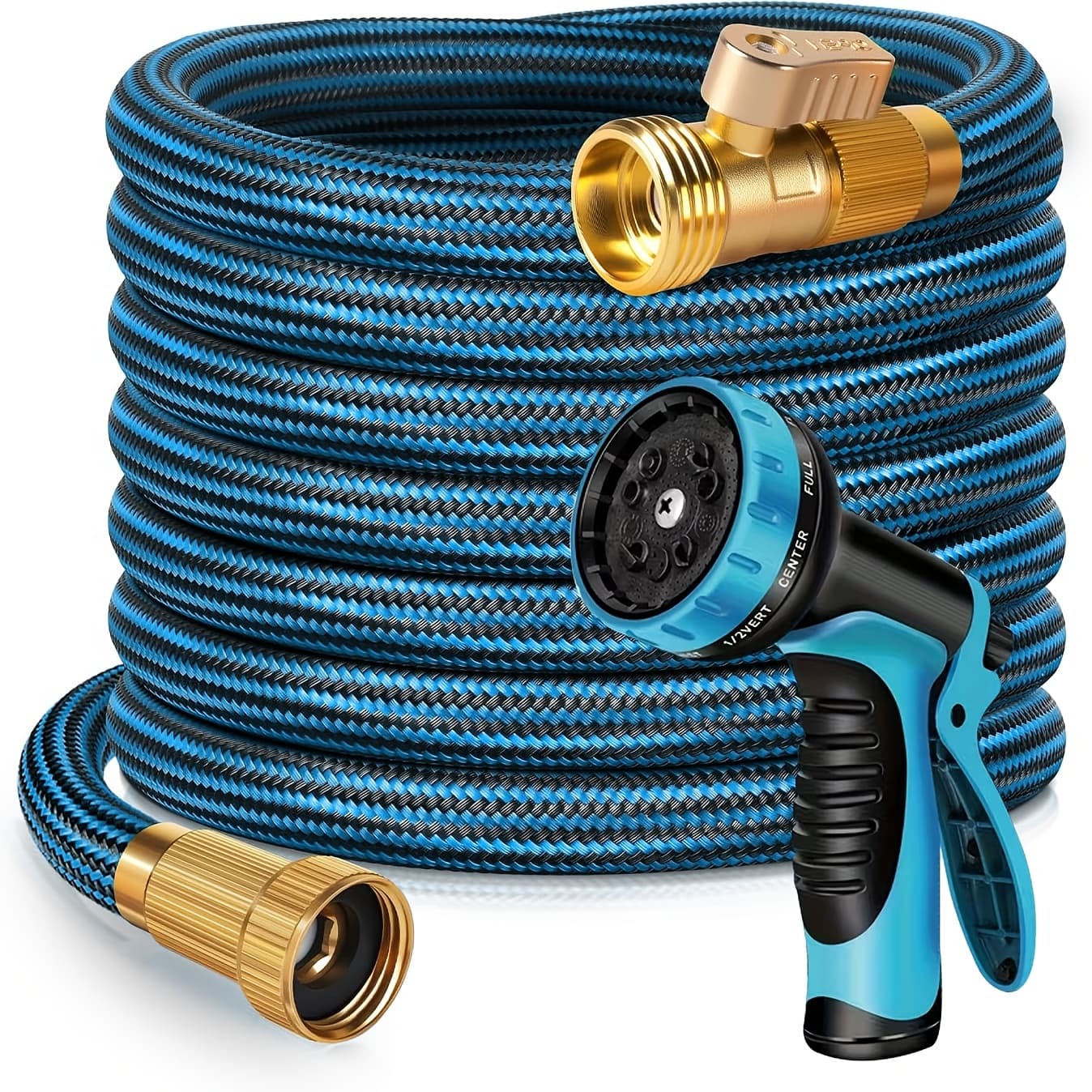 TEMU 100ft/75ft/50ft/25ft Garden Hose With 10-function High-pressure Spray Nozzle, Lightweight, Non-expandable Water Hose For Yard, Lawn, Car Wash And Outdoor Use, Water Hose