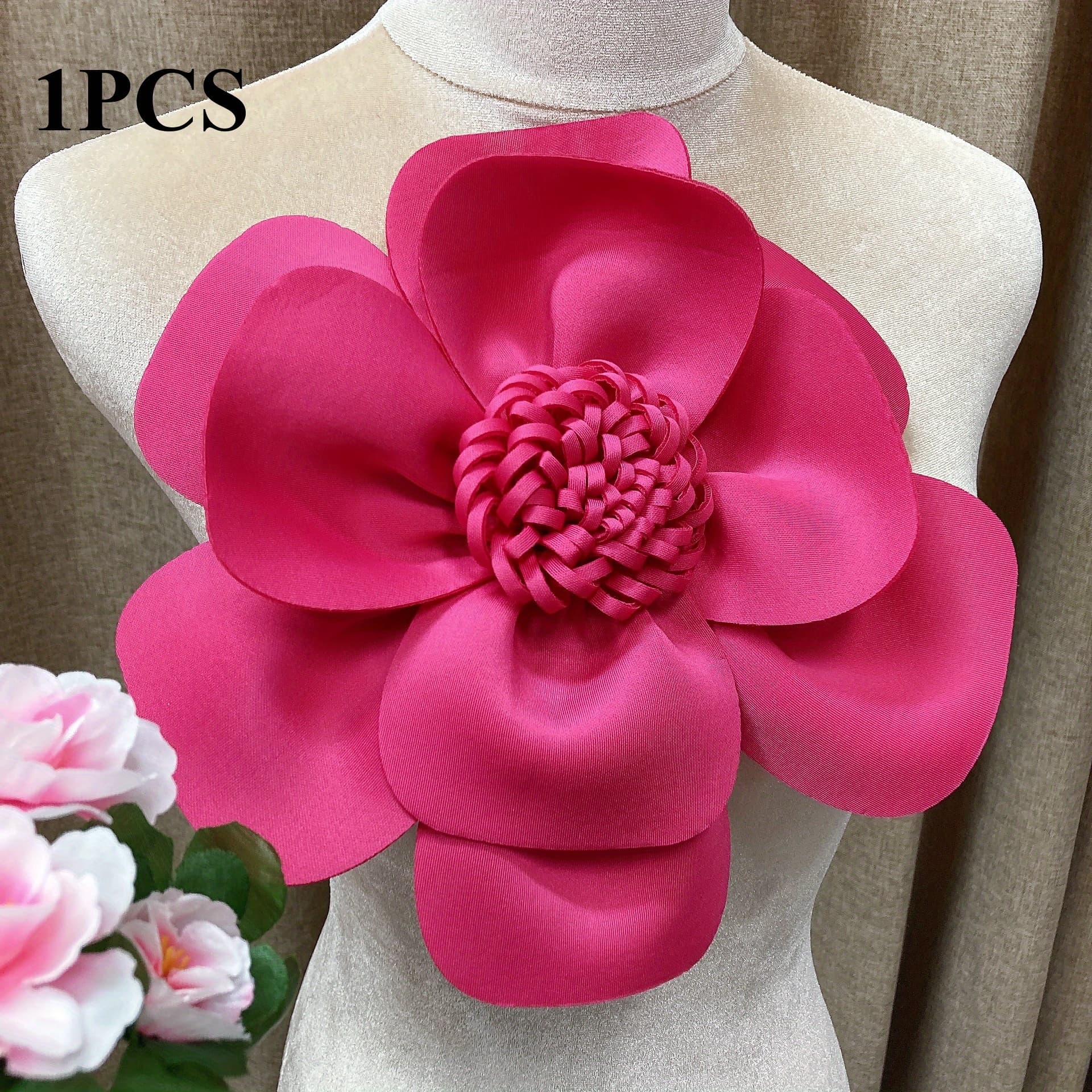 TEMU 1pc Wide 25cm/9.84in High Aesthetic Large Handmade Flower Clothing Accessory, Decoration, Brooch, Wedding, Evening Gown, Clothing, Hat, Bag Large Event Decoration