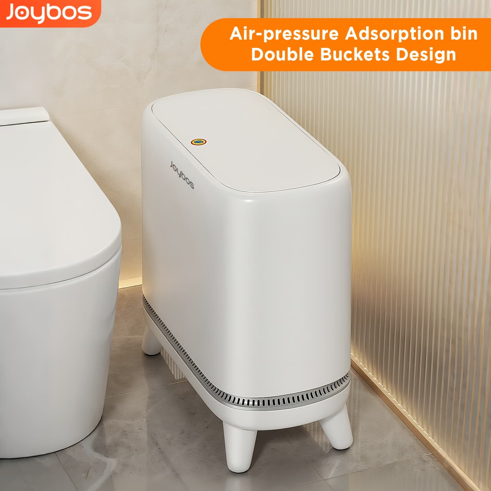 TEMU Bathroom Trash Can With Press Lid, 3.3 Gal/12l Vacuum Adsorption Slim Garbage Bin With 20 Bags, Waste Basket With Press Top Lid For Bedroom, Rv, Office, Kitchen, Craft Room, White