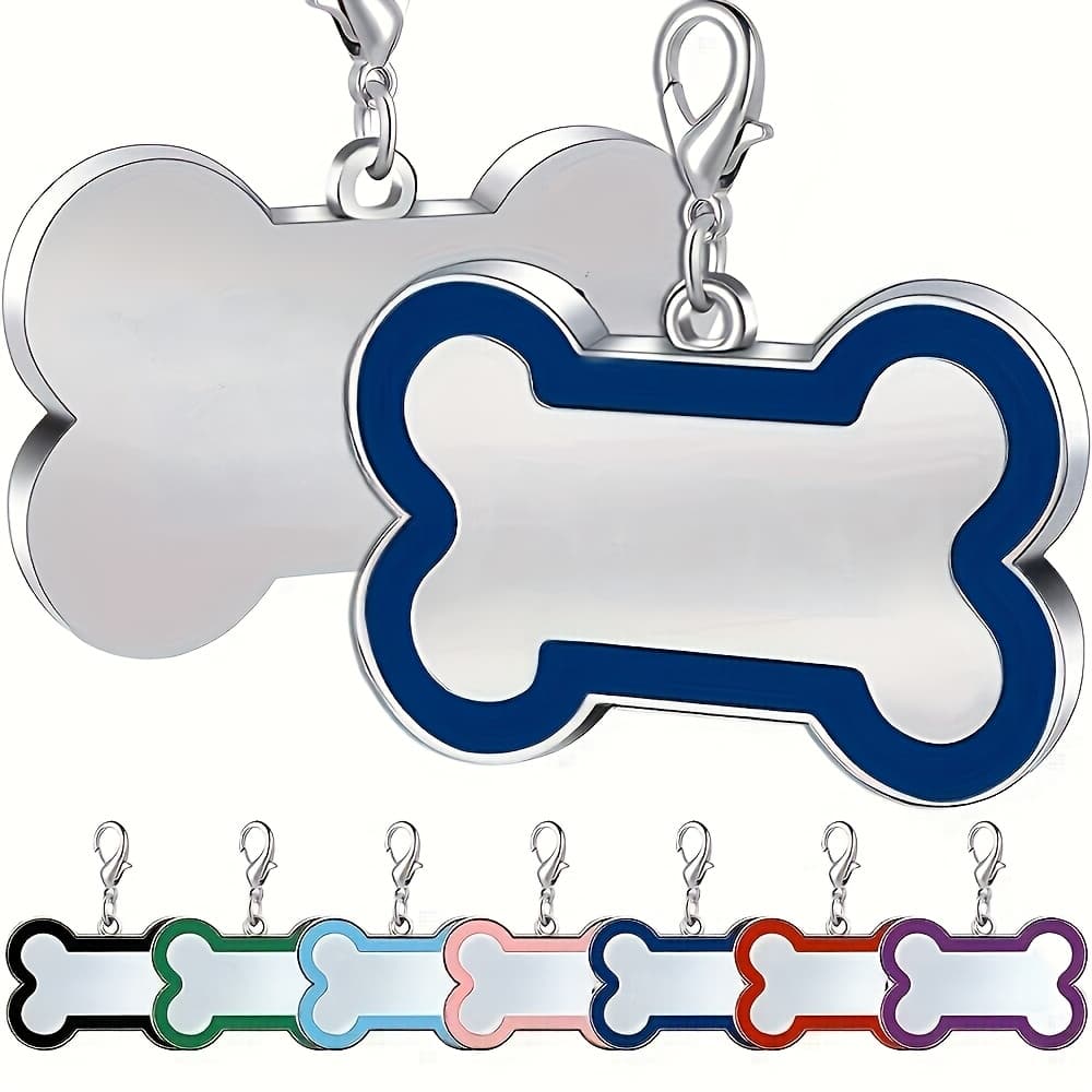 TEMU Personalized Alloy Uncharged Bone-shaped Pet Id Dog Tag, Custom Engraved With Name & Contact , For Dogs, With Gift For Pet Lovers