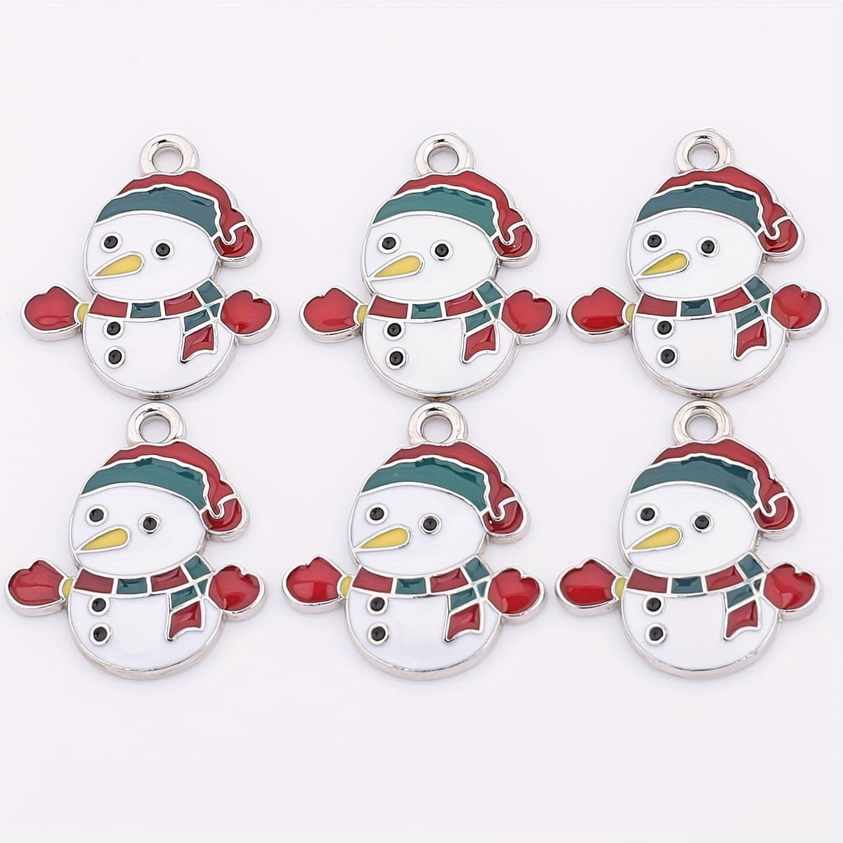 TEMU 12pcs Christmas Snowman Pendant Enamel Drip Charms - Alloy Bead Accessories For Diy Earrings, Bracelets, Necklaces, Anklets, Keychains & Bag Decorations, Holiday Craft Gift Set