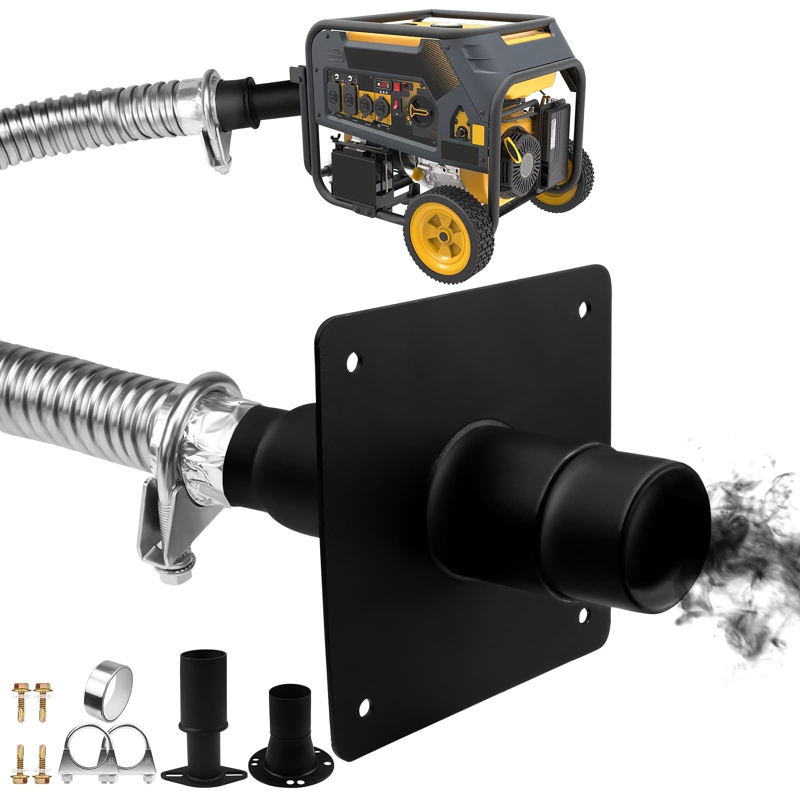 TEMU Universal Generator Exhaust Extension Kit With Insulated Through-wall Mounting Plate, Upgrade Exhaust Exhaust Muffler And Effectively Reducing Noise