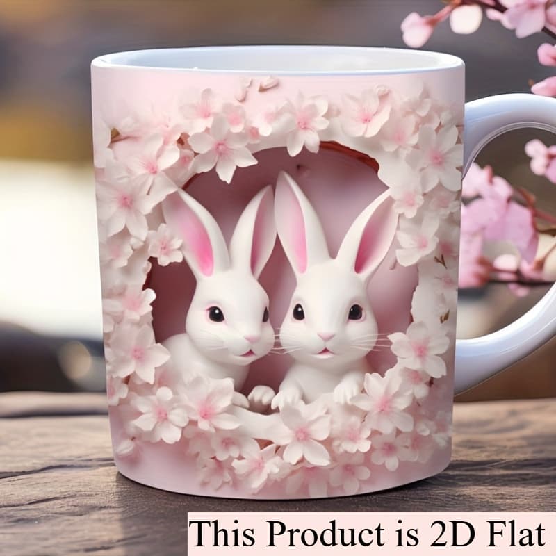 TEMU 1pc, 11oz, Easter Ceramic Mug, 2d Flat Print Mug, Easter Mug, Gift, Ideal For At Home, Decor, Romantic Birthday Gift - Idea Funny Coffee Cups, Kitchen Decor And Accessories