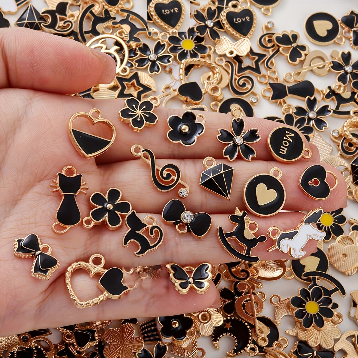 TEMU 50pcs Random Style Charms Bulk Wholesale Assorted Enamel Pendants Earring For Bracelet Necklace Making Craft Supplies