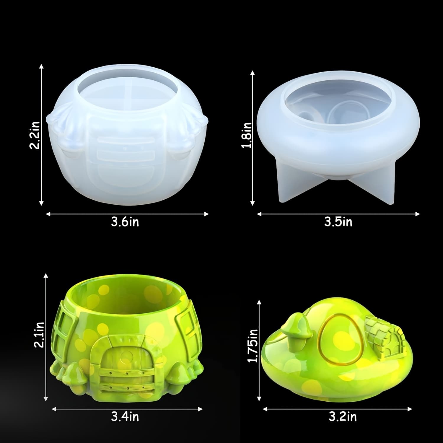 TEMU Silicone Molds For Resin, Including Mushroom Jar Molds Designed For Epoxy Resin Casting, A Resin Jar Mold With A Lid Suitable For Jewelry Storage, Containers, And Home Decor