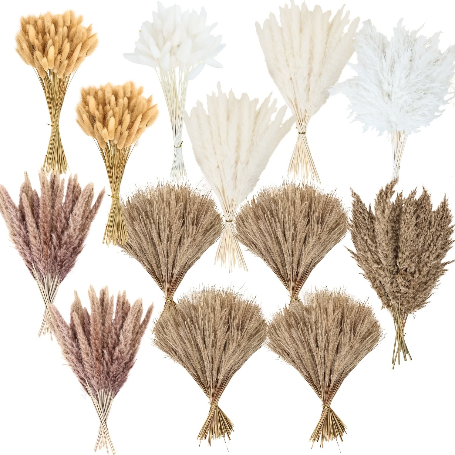 TEMU 90/335pcs Dried Pampas Grass Decor, Dried Flower Bouquets Artificial Flowers For Wedding, Home, Centerpiece Table, , Western Living Room, Nursery, Boho Room, Beach, Women', And Boho Decor