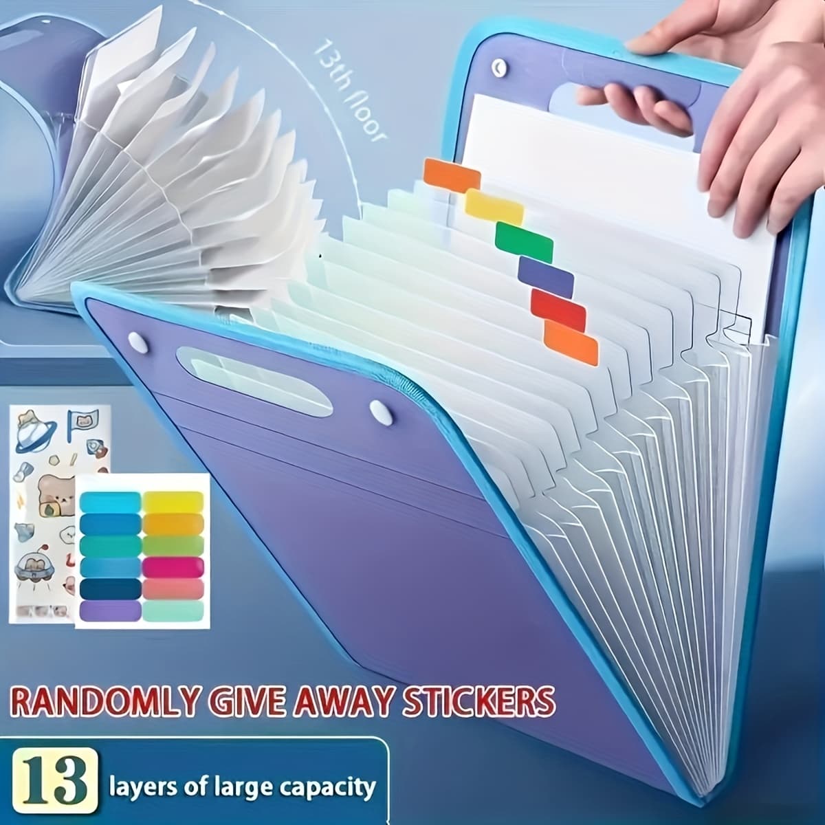 TEMU 13-layer Accordion File Folder – A4 Document Organizer For School, Office, College | Multi-pocket Expanding File Holder For Papers, Exams, Receipts & , Random Colors